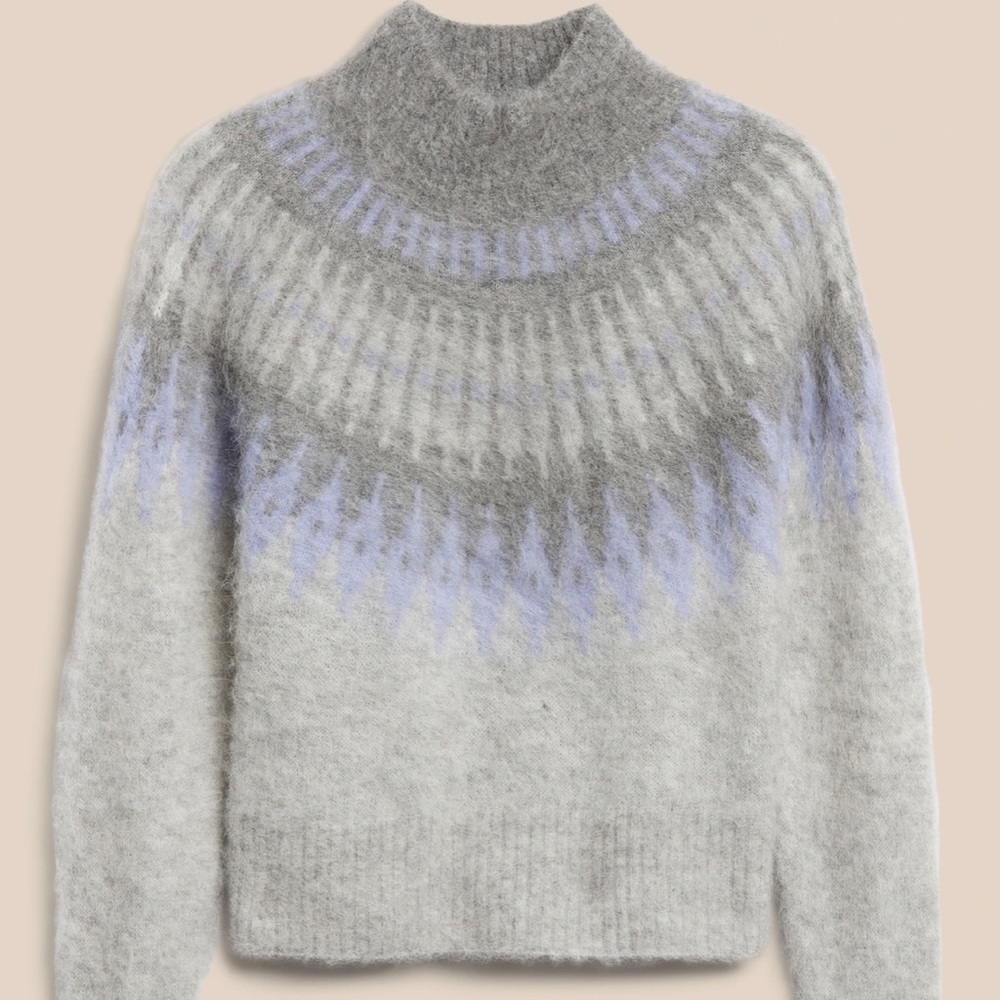 Banana Republic Petite Small Fairisle Sweater (Grey/Blue)